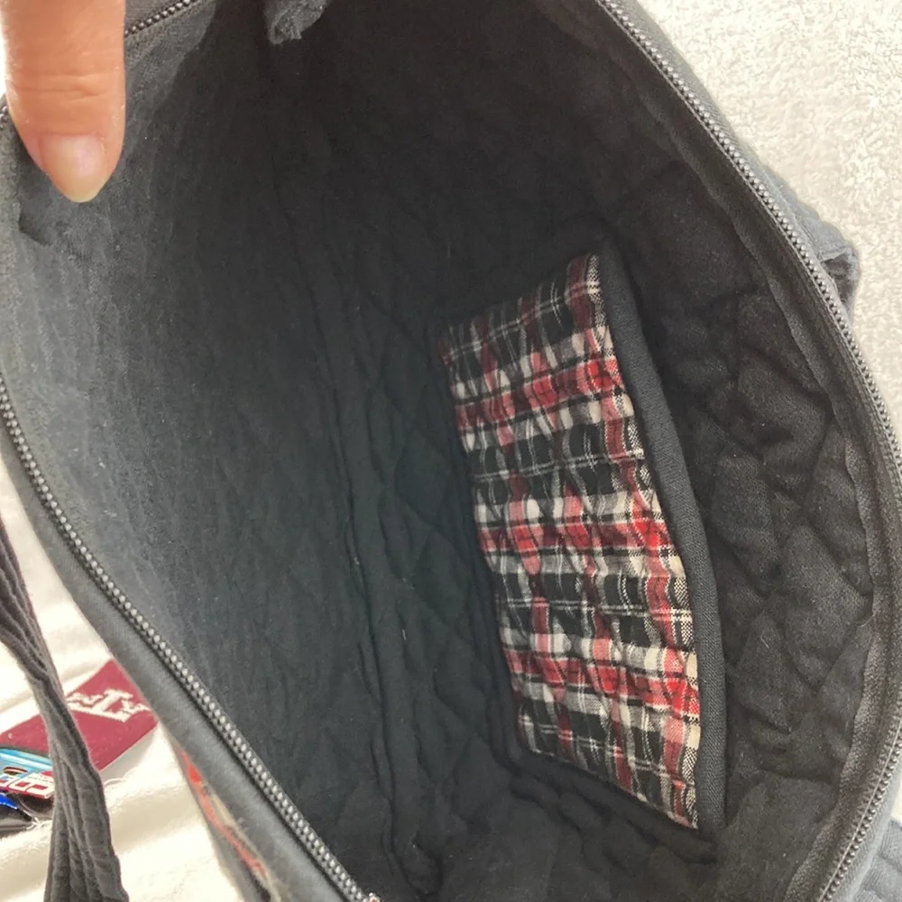 Pomegranate Collegiate Texas Tech Quilted Red & Black Plaid Tote Bag 17” x 14”